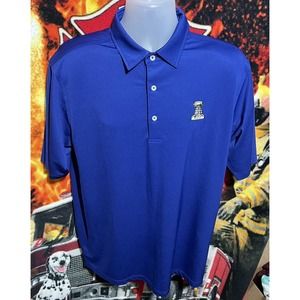 Donald Ross Polo Shirt Mens Medium‎ Blue Performance KC Cup Golf Logo
